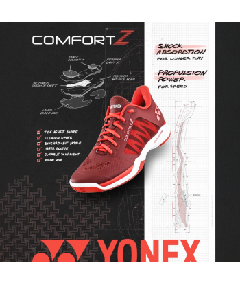 Yonex Power Cushion Comfort Z3 (Dark Red) Court Shoe 2024 les ctes