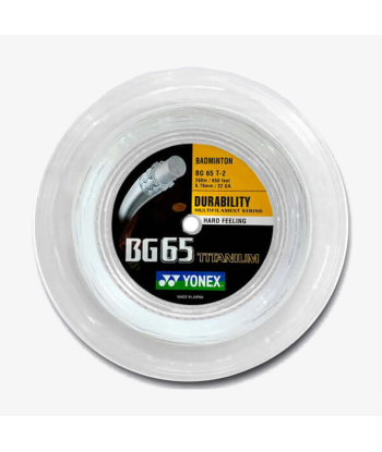 Yonex BG 65 Ti 200m Badminton String (White) rembourrage situé sous