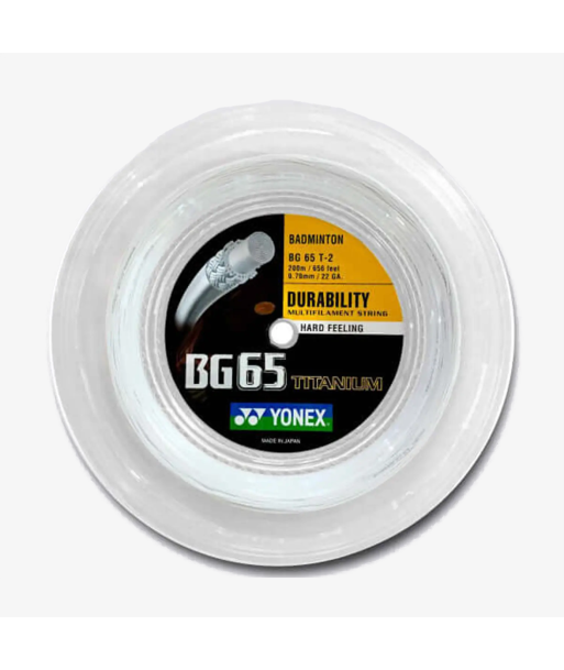 Yonex BG 65 Ti 200m Badminton String (White) rembourrage situé sous