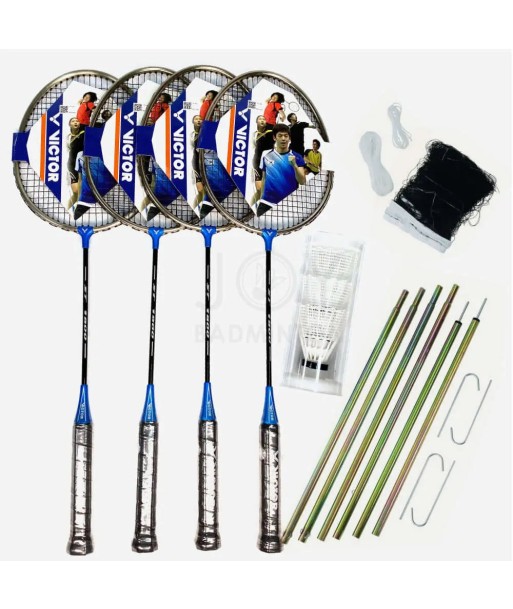 VICTOR 4-player Portable Outdoor Leisure Badminton Combo Set le des métaux précieux