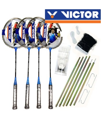 VICTOR 4-player Portable Outdoor Leisure Badminton Combo Set le des métaux précieux