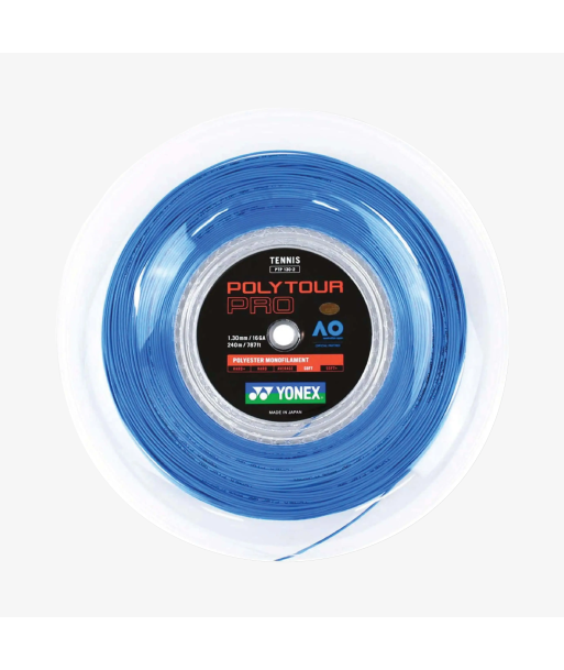 Yonex Polytour Pro 130 / 16 200m Tennis String Reel (Blue) pas chere