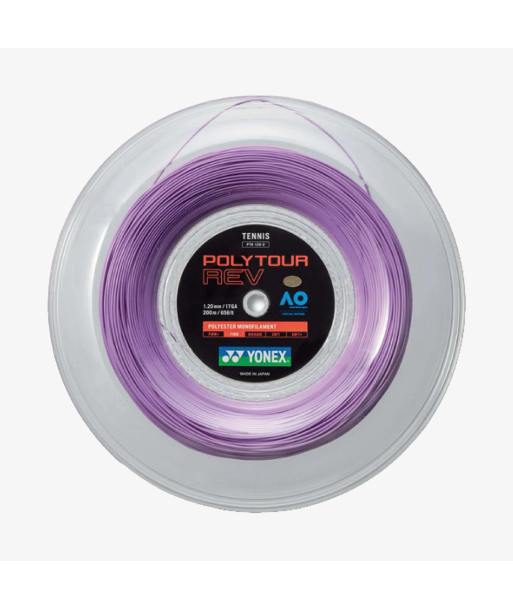 Yonex Polytour Rev 120 / 17 200m Tennis String Reel (Purple) Véritable concentré