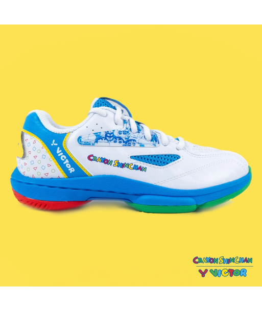 Victor x Crayon Shin Chan Junior Badminton Shoes A39JRCS AF (White /Blue) une grave pollution 